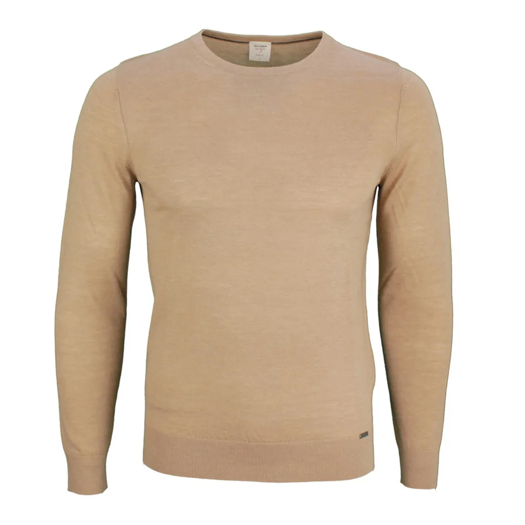 Olymp Casual Fit Herren Strick Pullover beige unifarben 0151 11 57