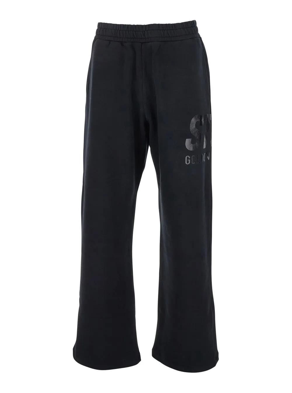 Schwarze Jogginghose mit seitlich aufgedrucktem Logo aus Baumwolle Herren