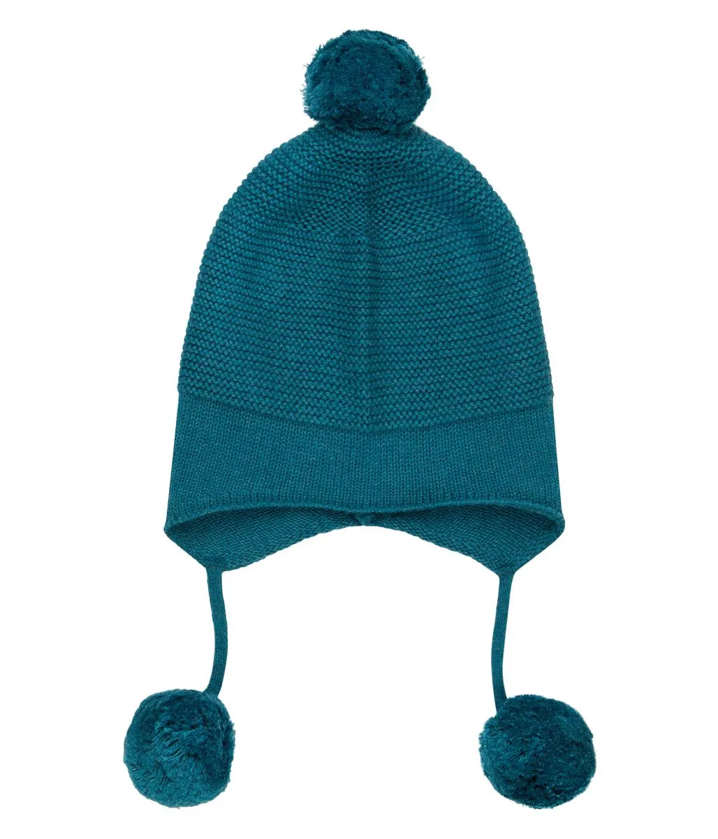 Strickmützchen "Marcel" mit Bommeln, Biobaumwolle, GOTS-zertifiziert