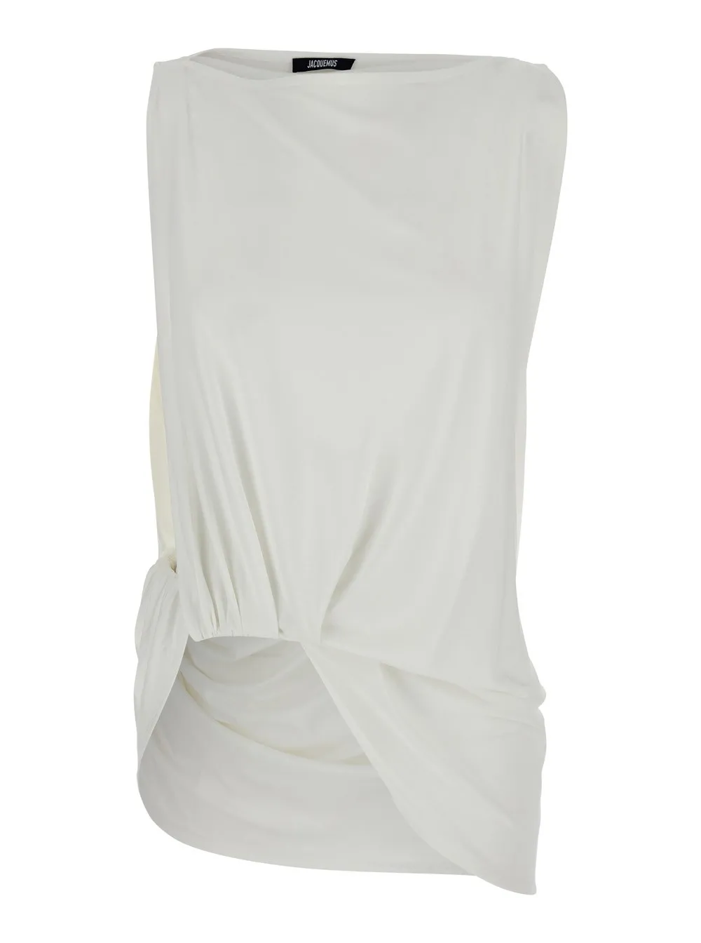 Weißes Top "Le Haut Peplo" mit quadratischem Ausschnitt und Cut-Out an der Seite aus Viskosemischung Damen