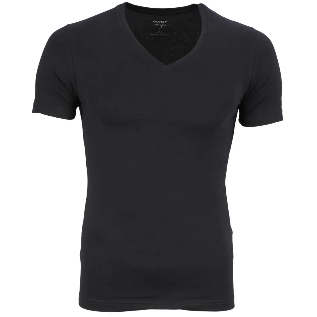 Olymp Body Fit Level Five 5 Basic T-Shirt Shirt kurzarm schwarz V-Ausschnitt 0801 12 68