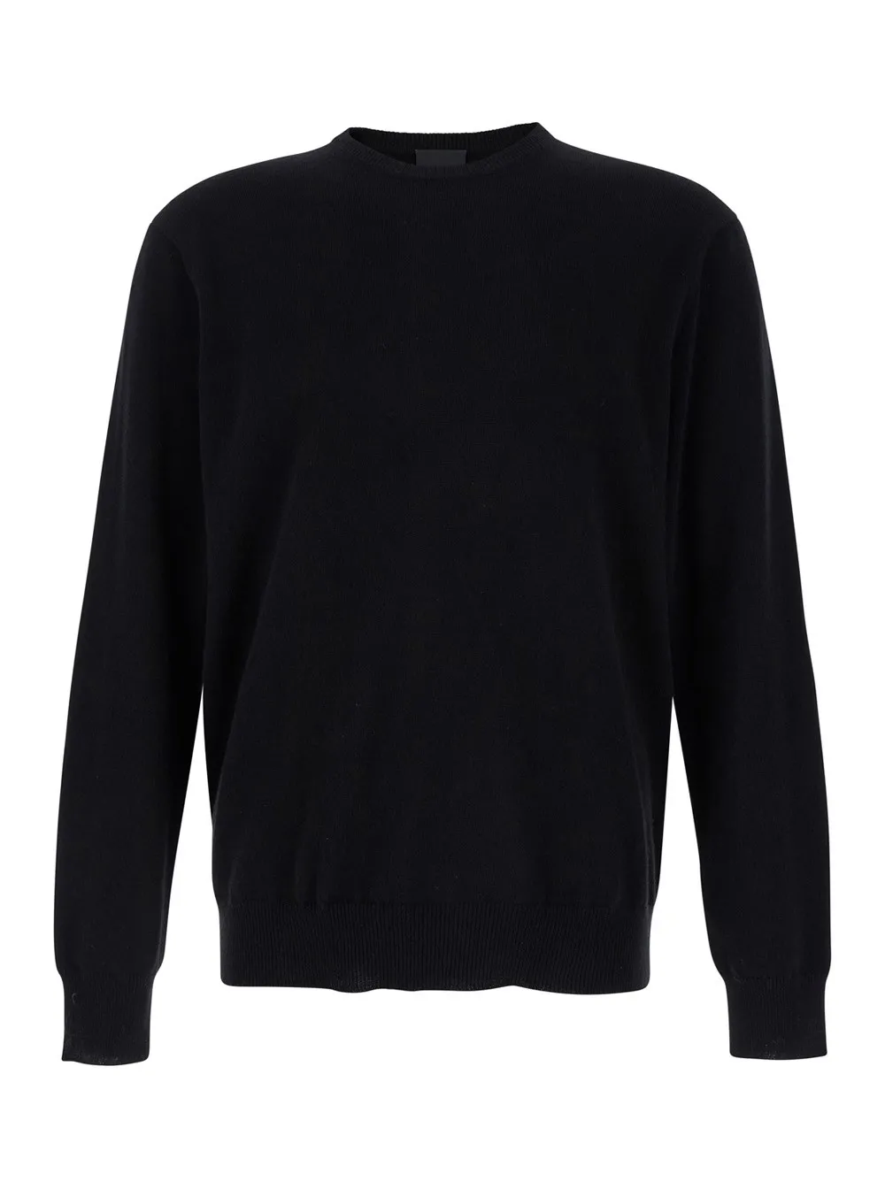 Langärmeliger Pullover für Herren aus Kaschmir in Schwarz mit Rundhalsausschnitt