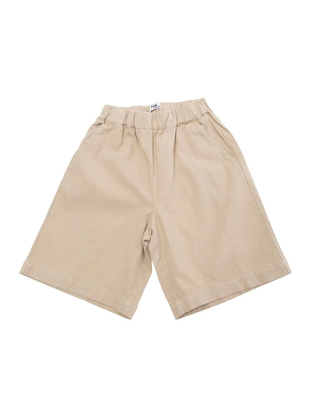 Beige Bermudahose mit elastischem Bund aus Baumwoll- und Leinenmischung Stretch Jungen