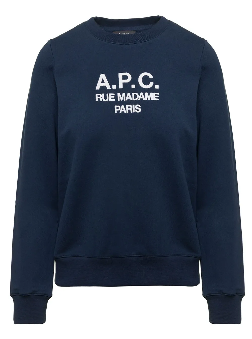 A.P.C. - Sweatshirt für Damen Tina aus Baumwollfleece in Blau mit Logo-Stickerei auf der Brust
