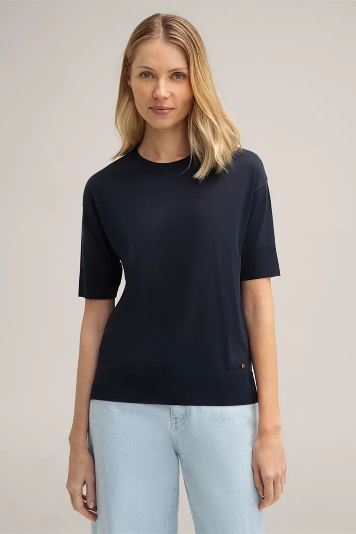 Lyocell-Baumwoll T-Shirt in Navy