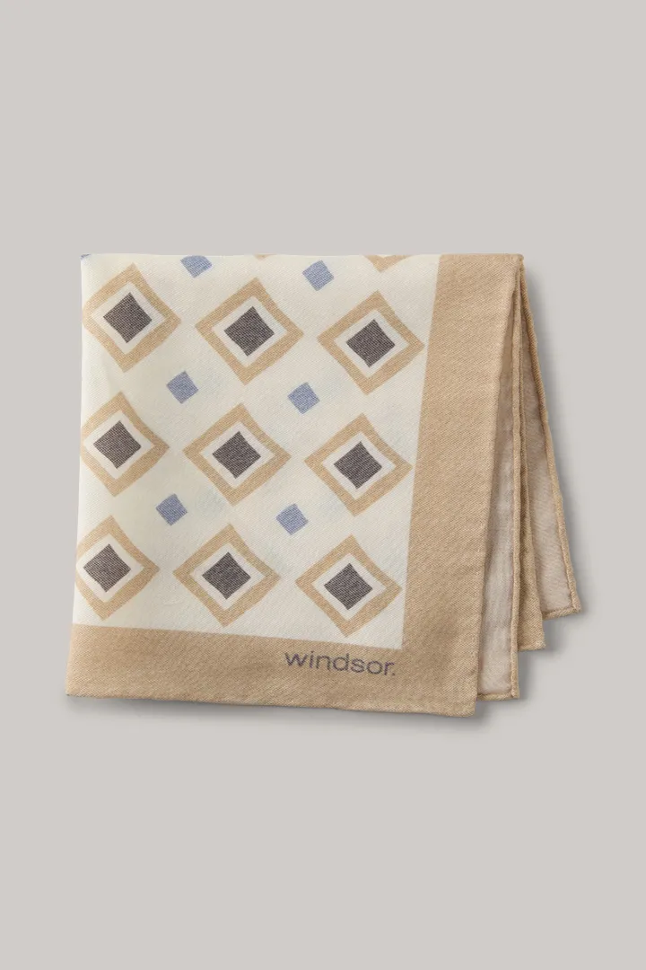 Einstecktuch aus Leinen und Baumwolle in Beige-Ecru gemustert