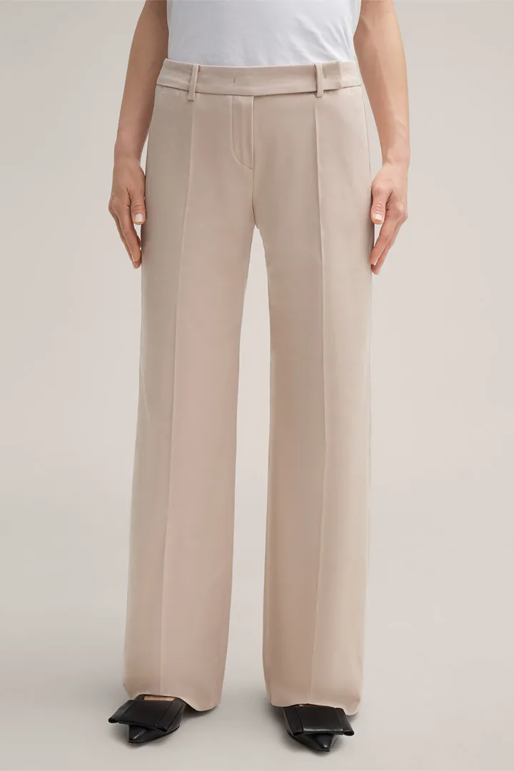 Double-Baumwollstretch-Marlene-Hose in Hellbeige