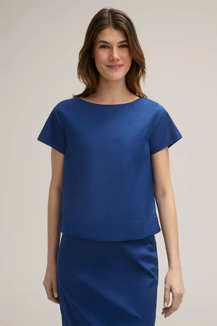 Baumwollstretch-Bluse in Blau