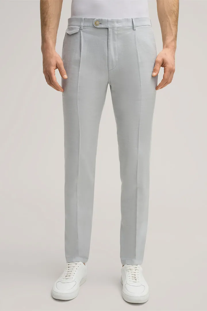 Leinenmix-Baukasten-Hose Silvi mit Bundfalte in Hellgrau