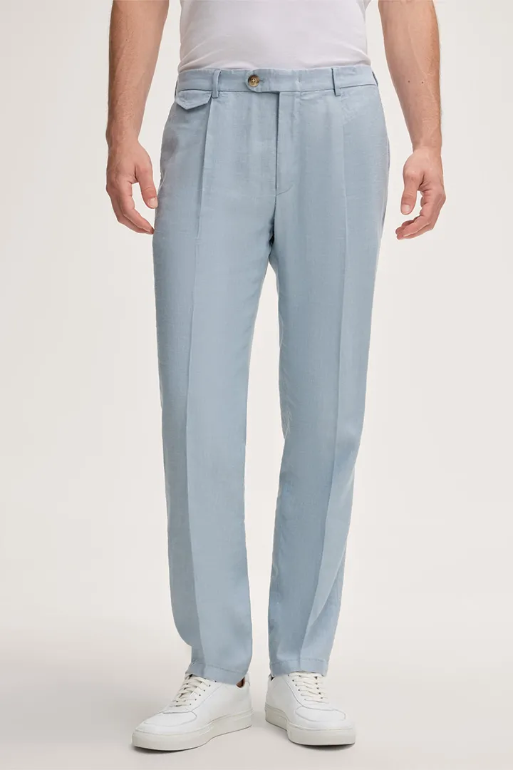 Leinenmix-Baukasten-Hose Silvi mit Bundfalte in Hellblau