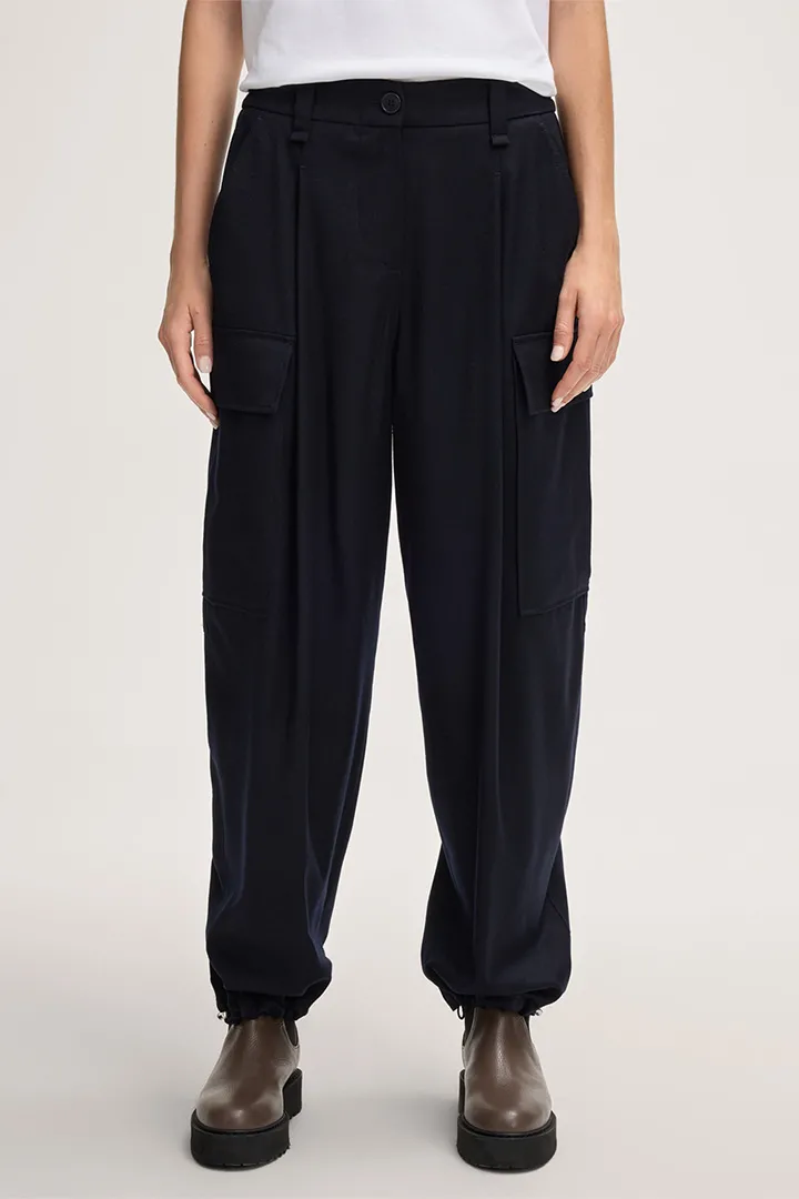 Flanell-Cargo-Ballonhose in Navy