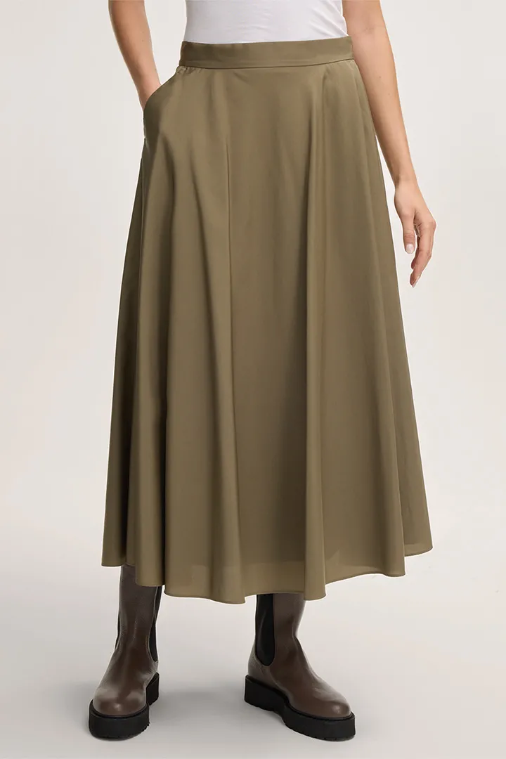 Triacetat-Midi-Rock in Oliv