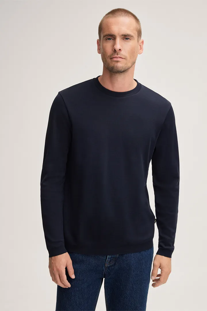 Baumwoll-Langarm-Shirt Frido in Navy