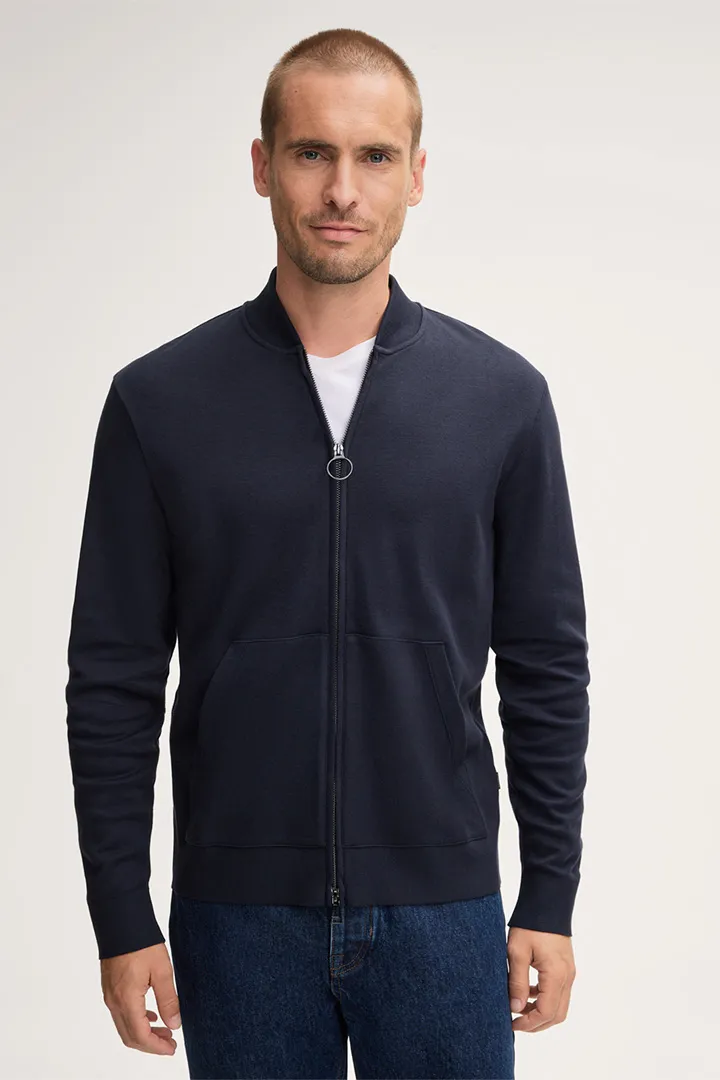 Baumwoll-Blouson-Zip-Jacke Florino mit Cashmere in Navy