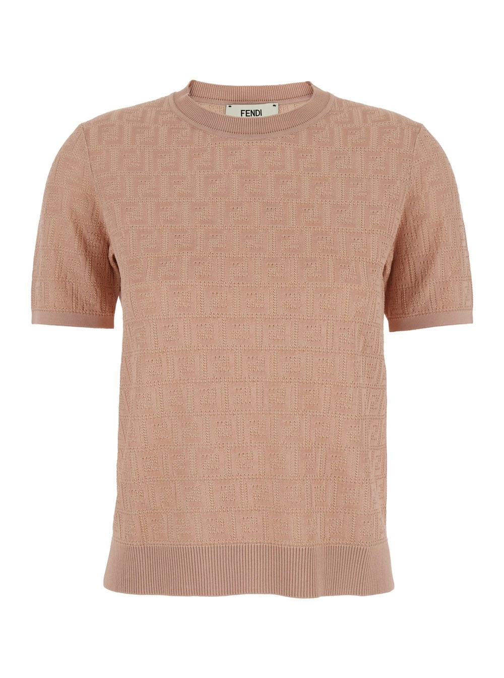 Rosa T-Shirt mit All-Over FF-Motiv aus Baumwollmischung Damen