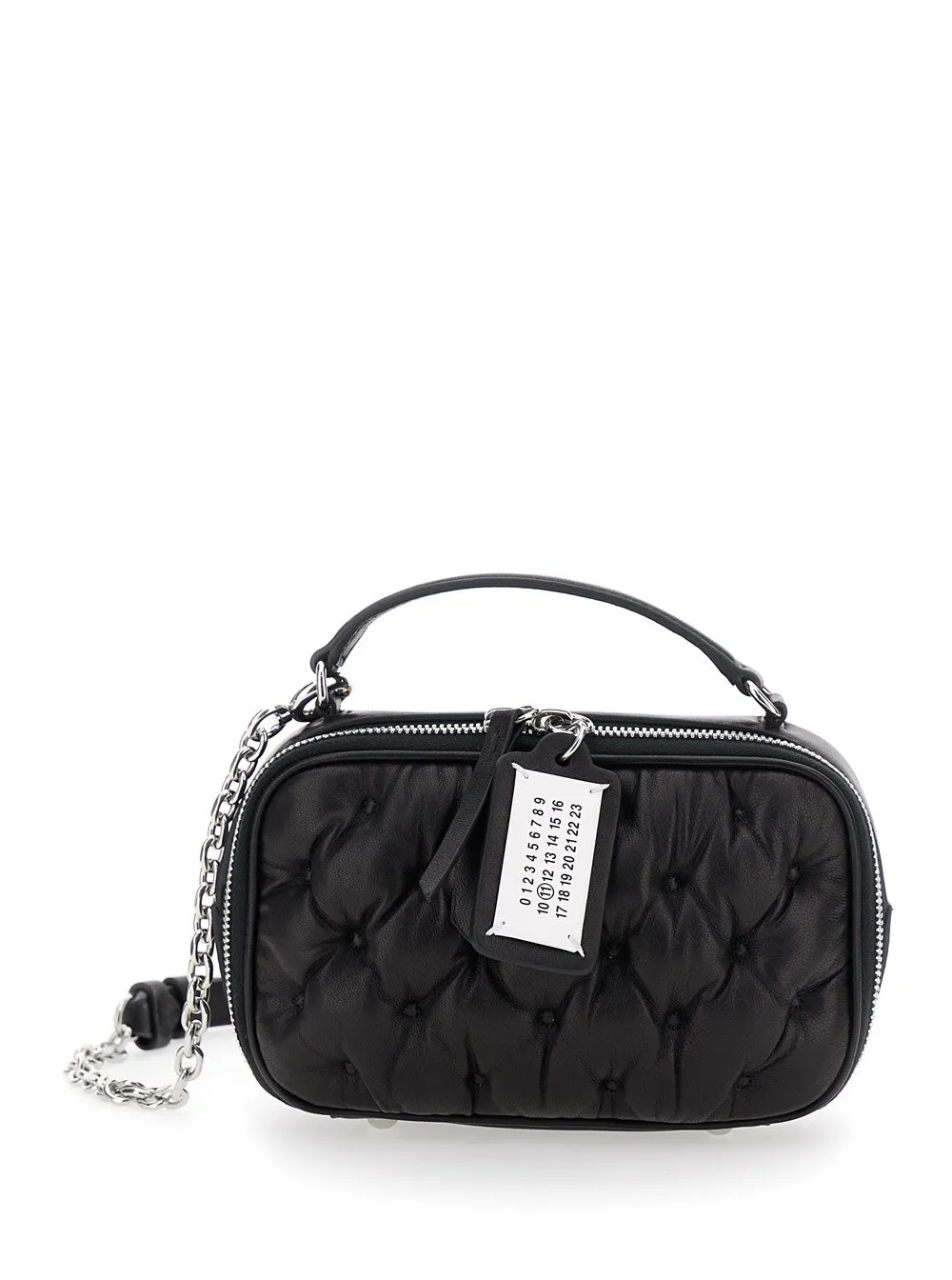 Schwarze Handtasche "Glam Slam" mit Logoplatte und gestepptem Design aus Leder Damen