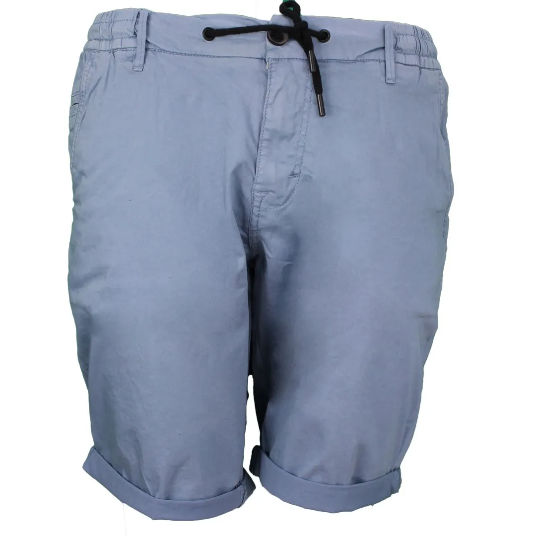 No Excess Herren Chino Short Sport Garment Dyed Twill Stretch blau unifarben 158190305 137 washed bl