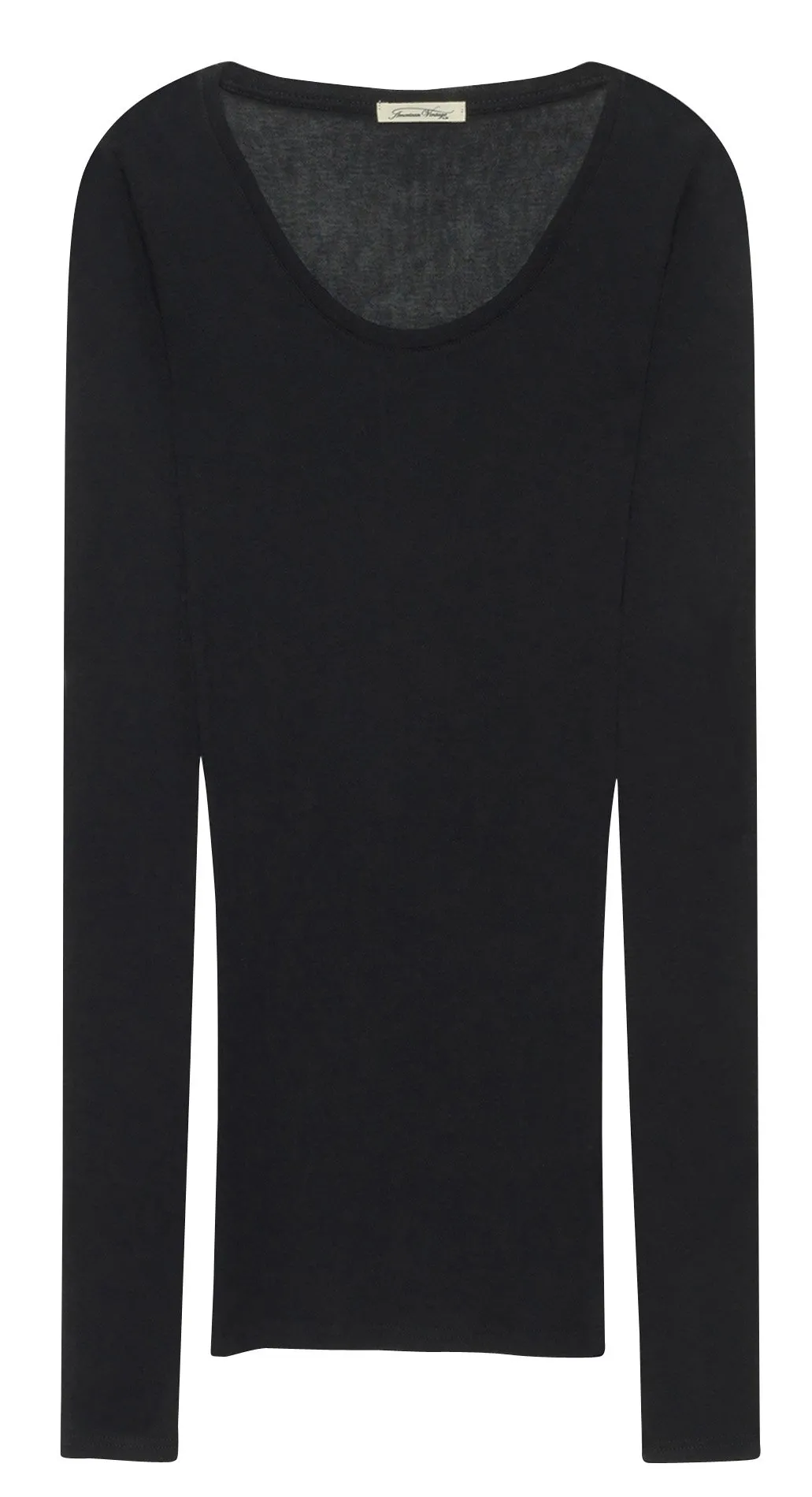 Figurbetontes Rundhals-T-Shirt aus Baumwolle Schwarz MASSACHUSETTS