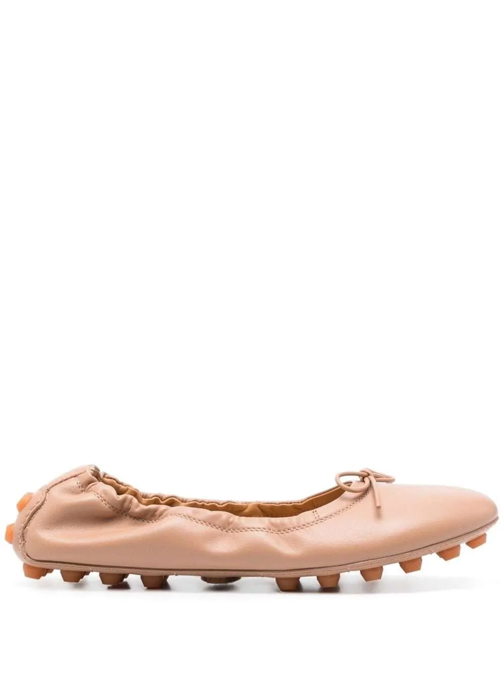 Beige Gommino Ballerina-Schuhe für Damen aus Leder