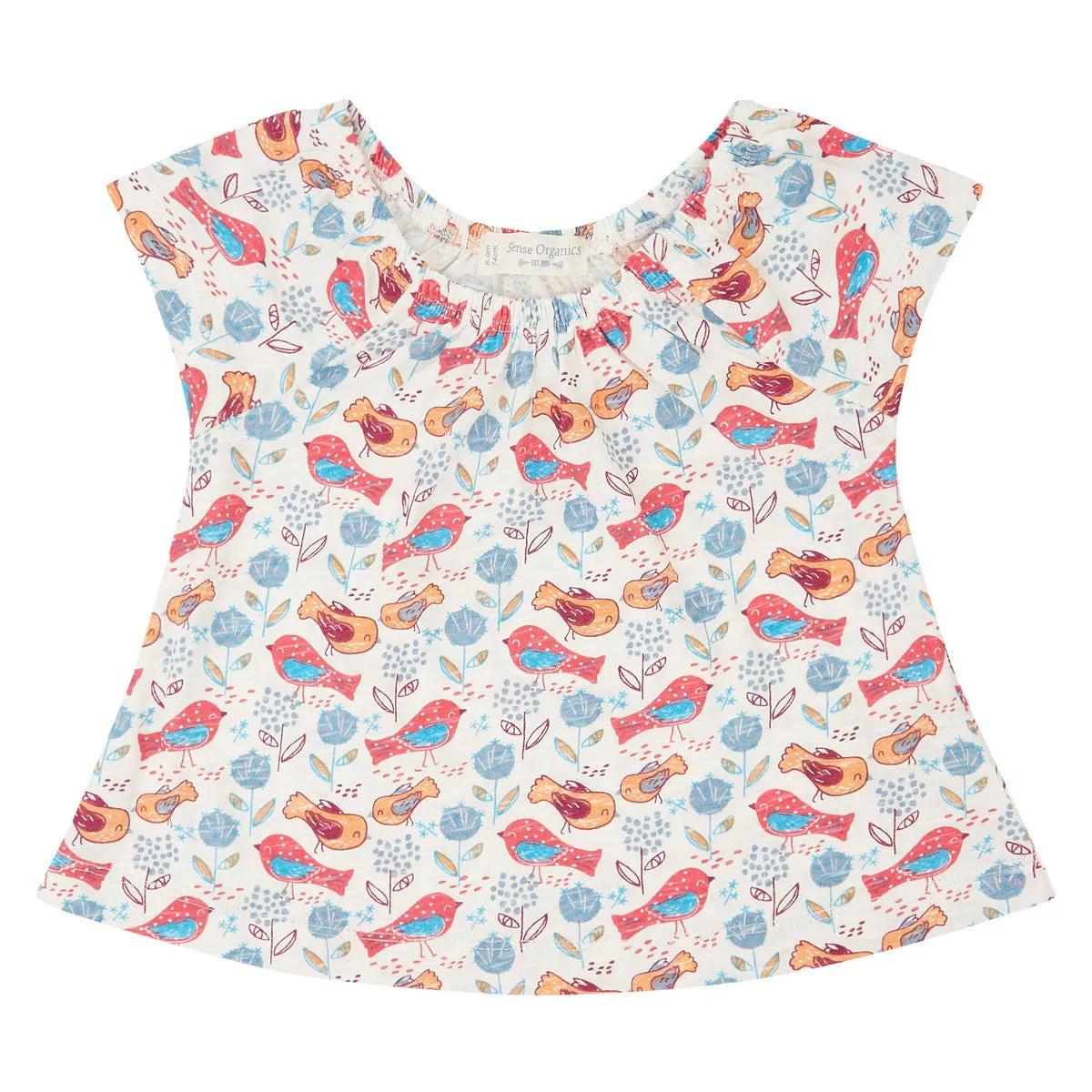 Baby Kinder Tunika Bio Baumwolle, natur Vogelprint