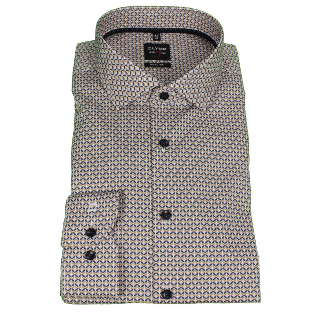Olymp Herren Body Fit Level 5 Hemd mehrfarbig gemustert 203464 53