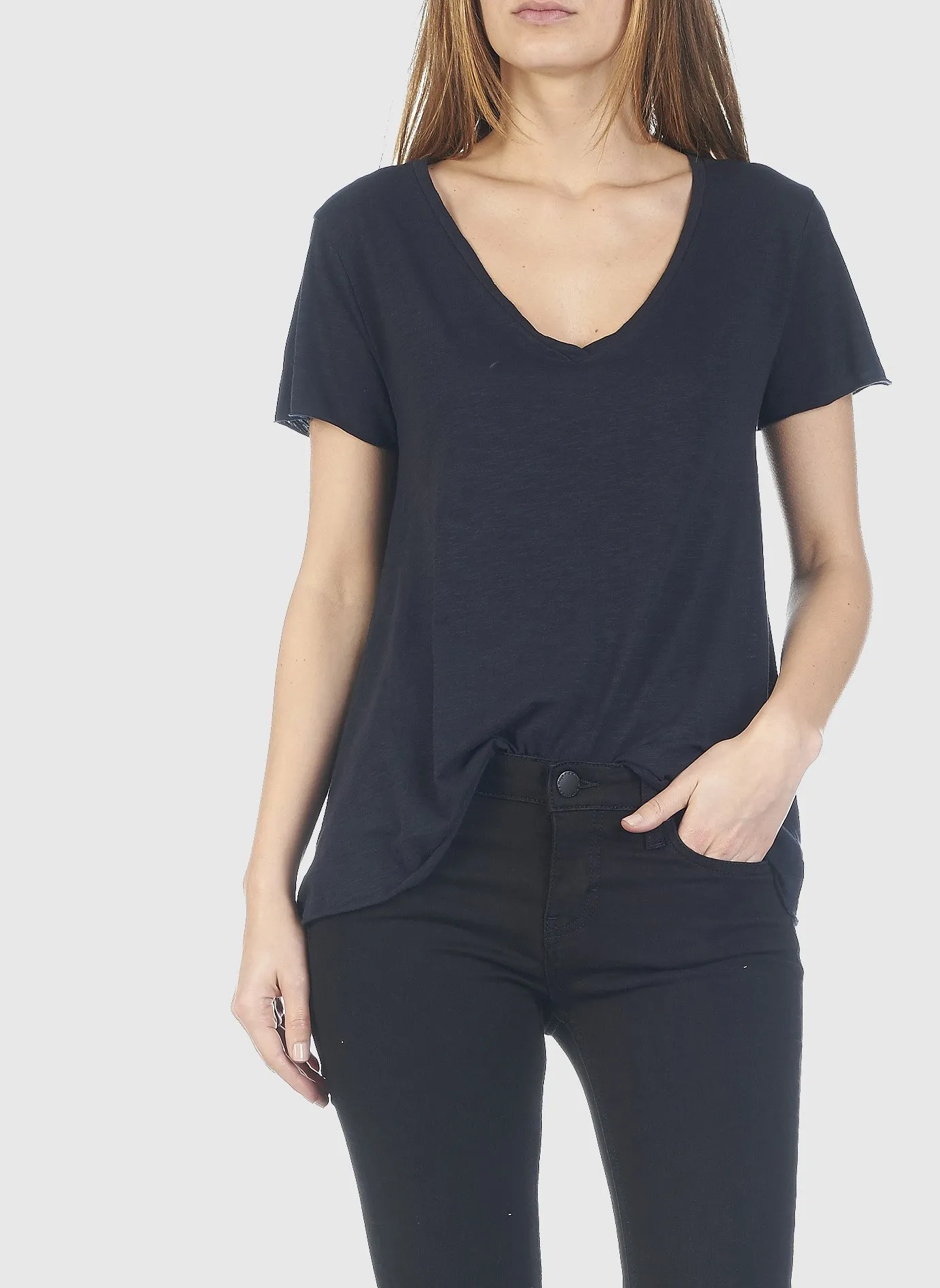 T-Shirt mit V-Ausschnitt aus Baumwollmischgewebe Blau JACKSONVILLE