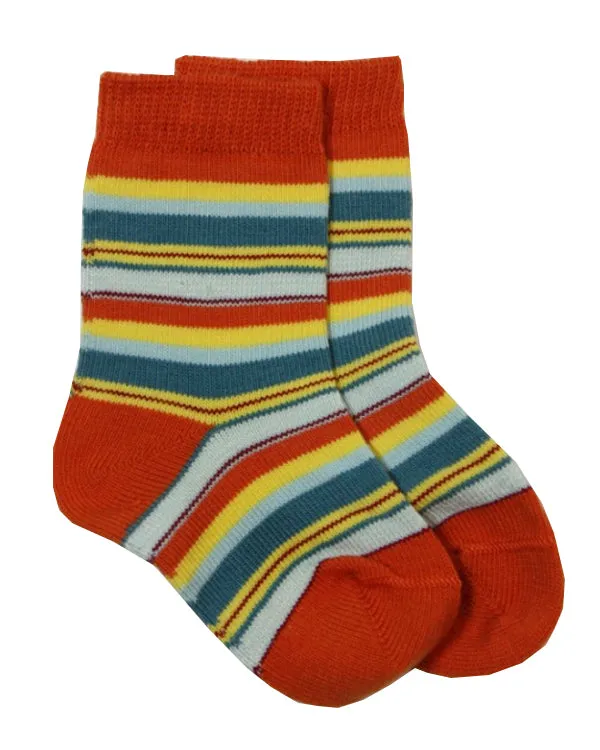 Babysöckchen orange/bunt geringelt