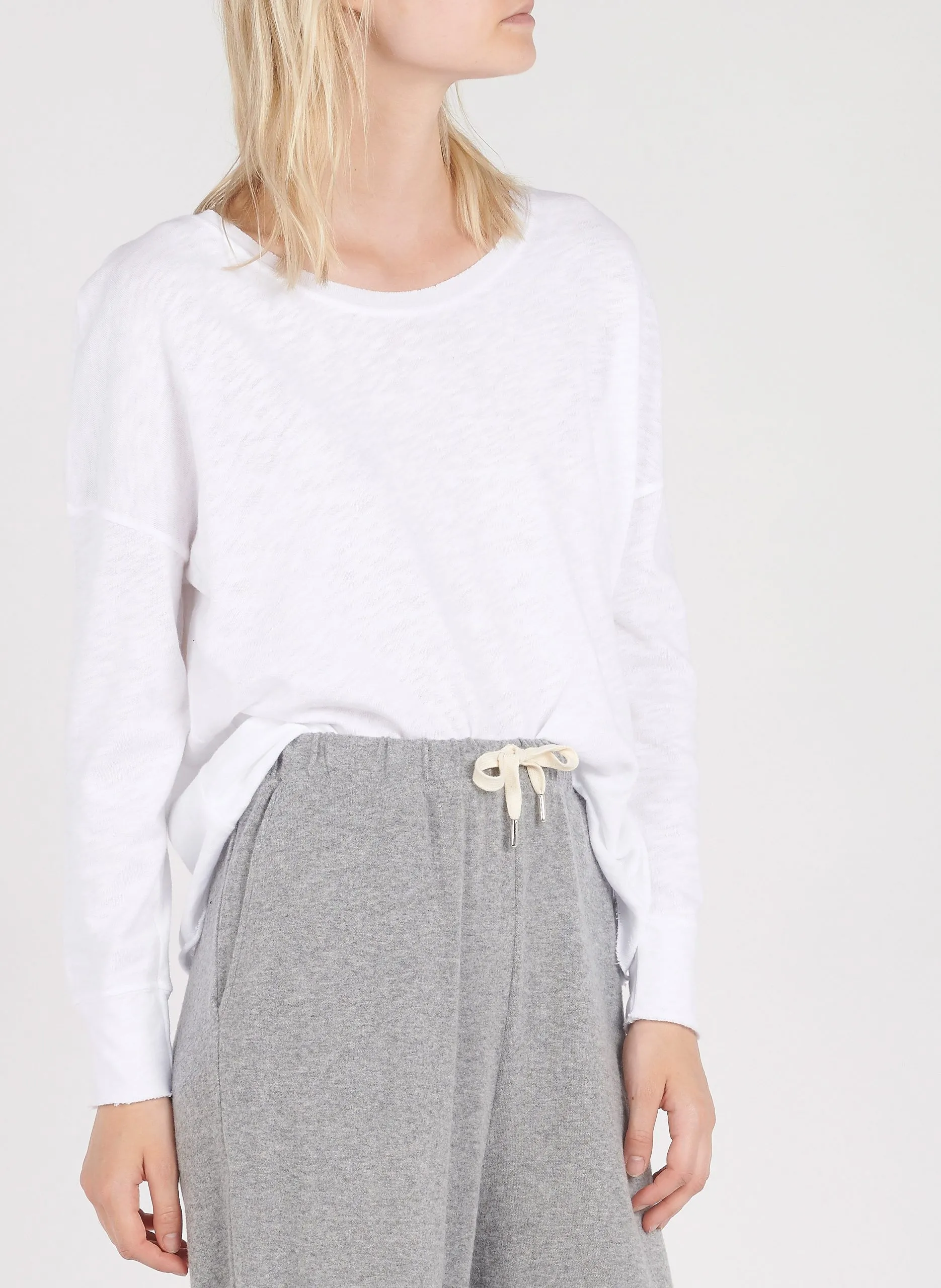 Dünnes Sweatshirt aus Baumwolle mit U-Boot-Ausschnitt Weiss SONOMA