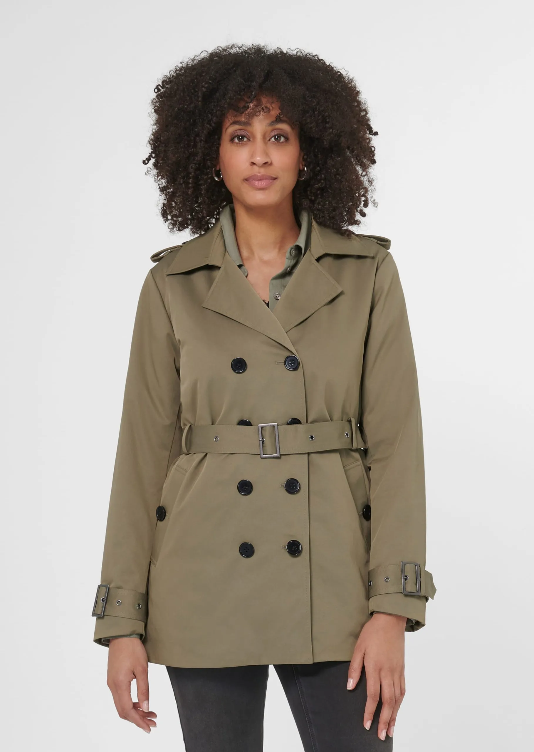 Zweireihige Trench-Jacke mit Steppfutter