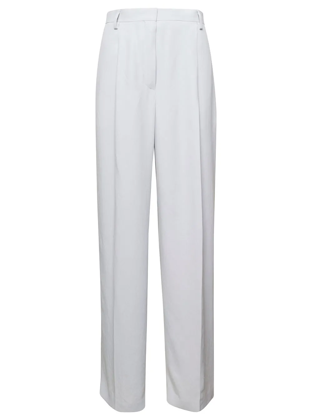 Acetat - Hose für Damen aus Acetat in Weiß mit gepresster Falte