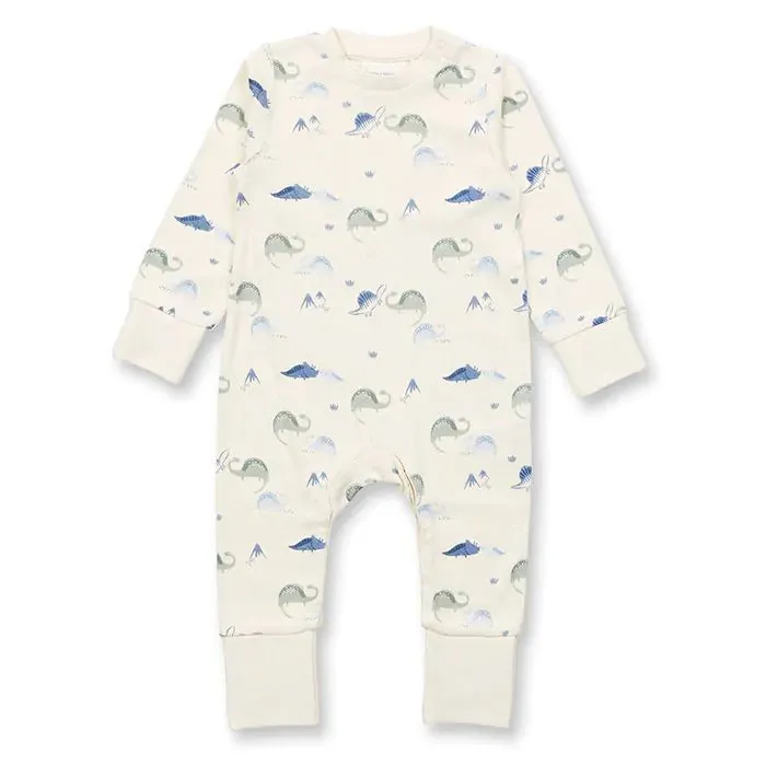 Sense Organics Tona Baby Romper Body, Dinos Offwhite