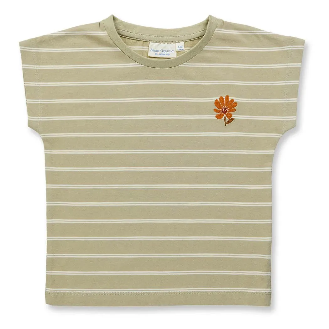 Sense Organics Dora Short Sleeve, T-Shirt, Light Reed Stripes, Flowers