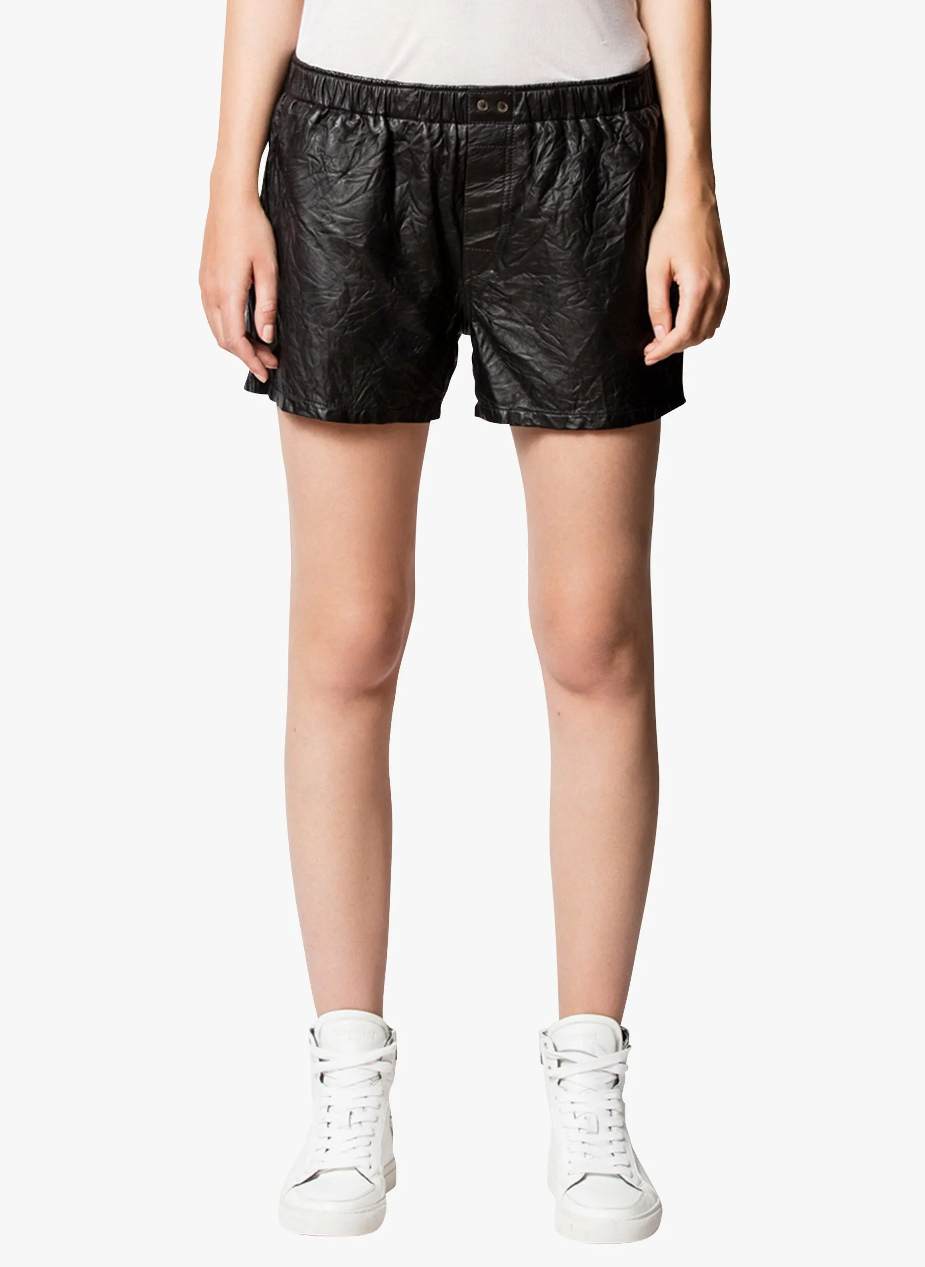 Ledershorts in Knitteroptik Schwarz PAX
