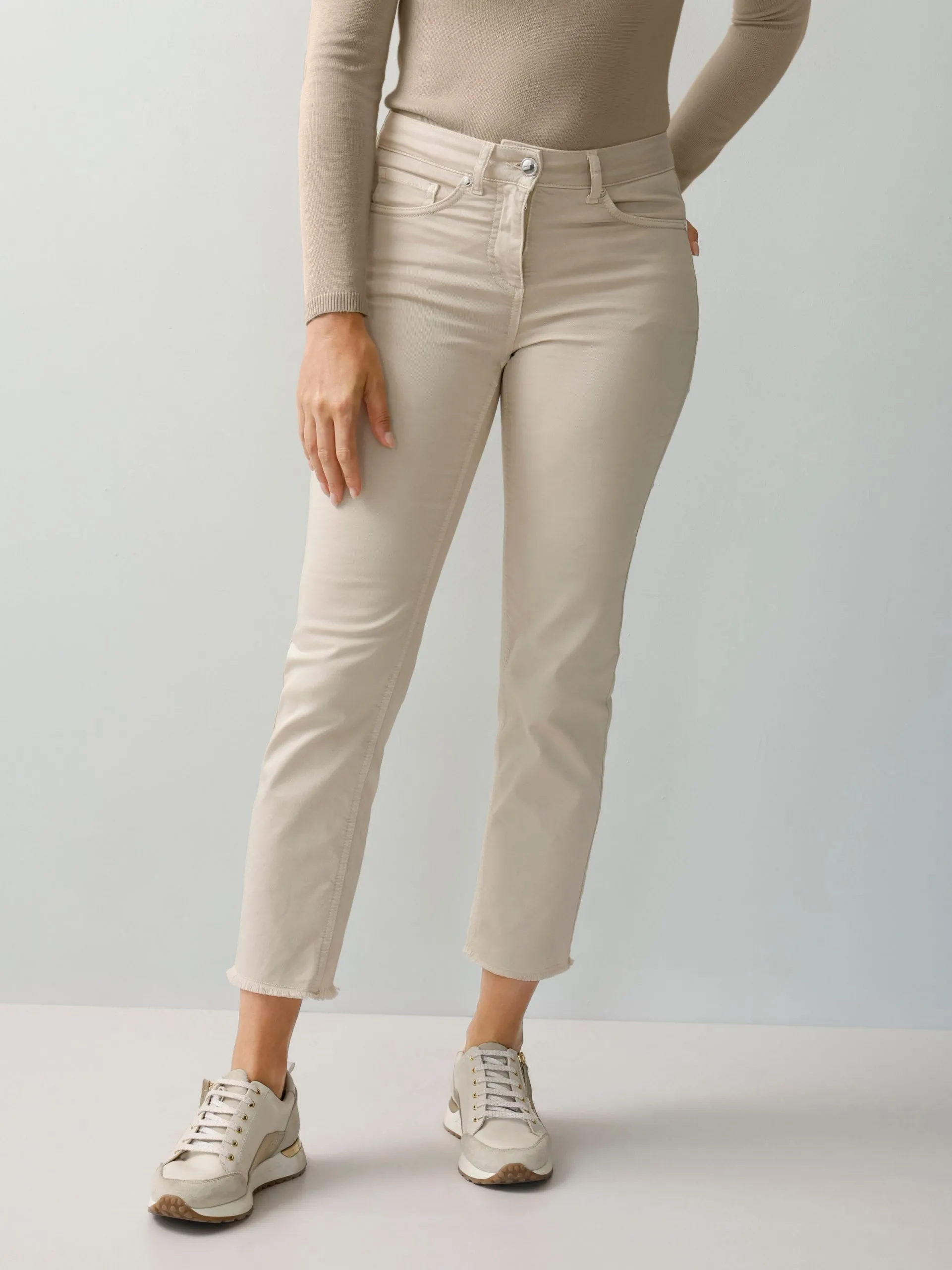 7/8-Twillhose mit Fransen am Saum