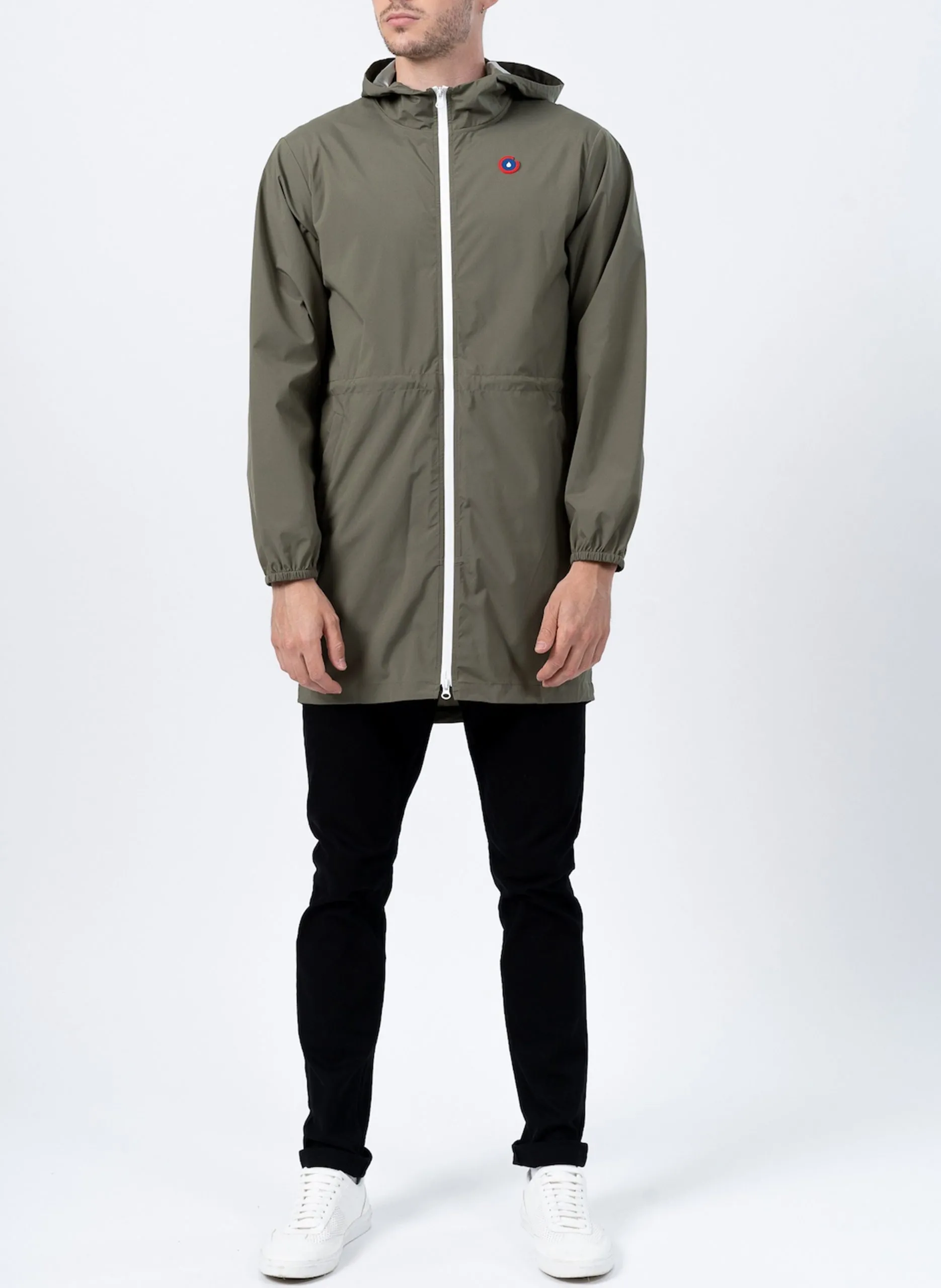 Langer faltbarer Regenmantel mit Kapuze Khaki AMELOT