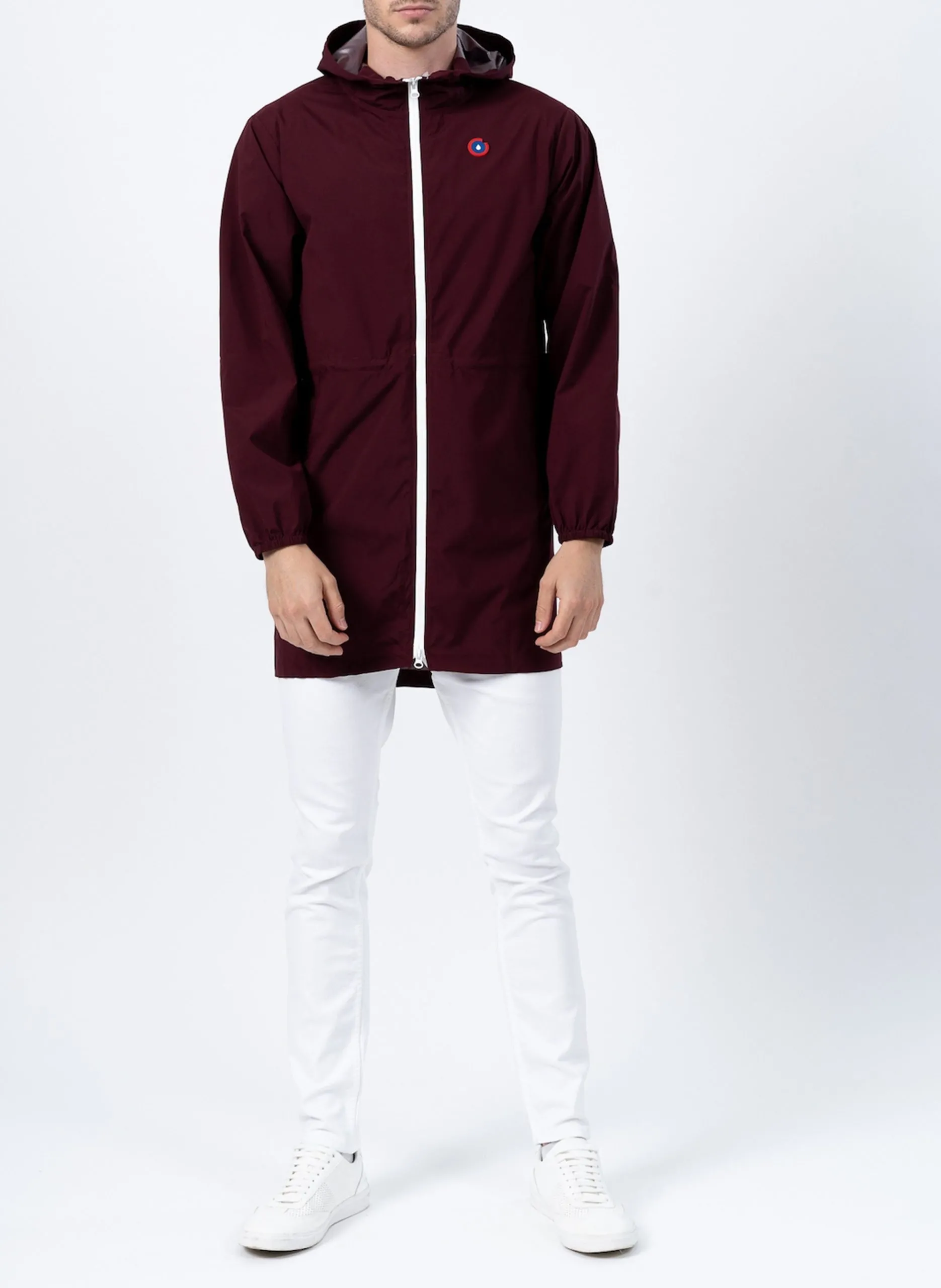 Langer faltbarer Regenmantel mit Kapuze Rot AMELOT