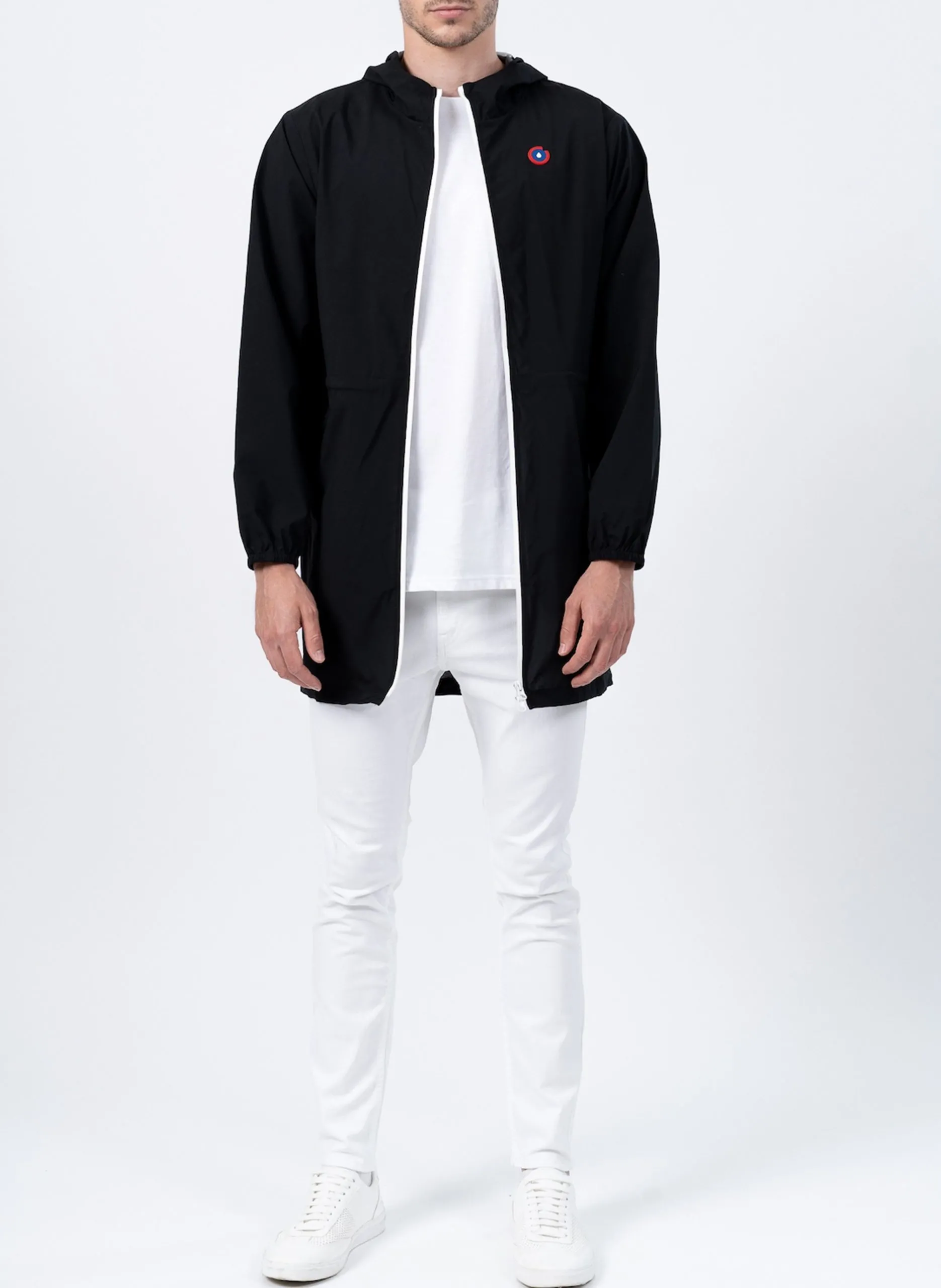 Langer faltbarer Regenmantel mit Kapuze Schwarz AMELOT