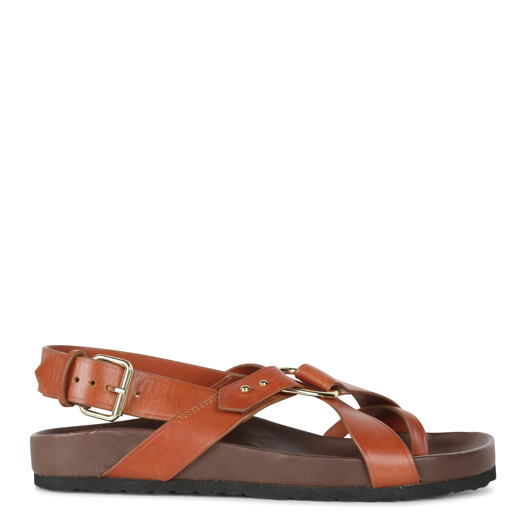 Flache Ledersandalen Braun MEXICO