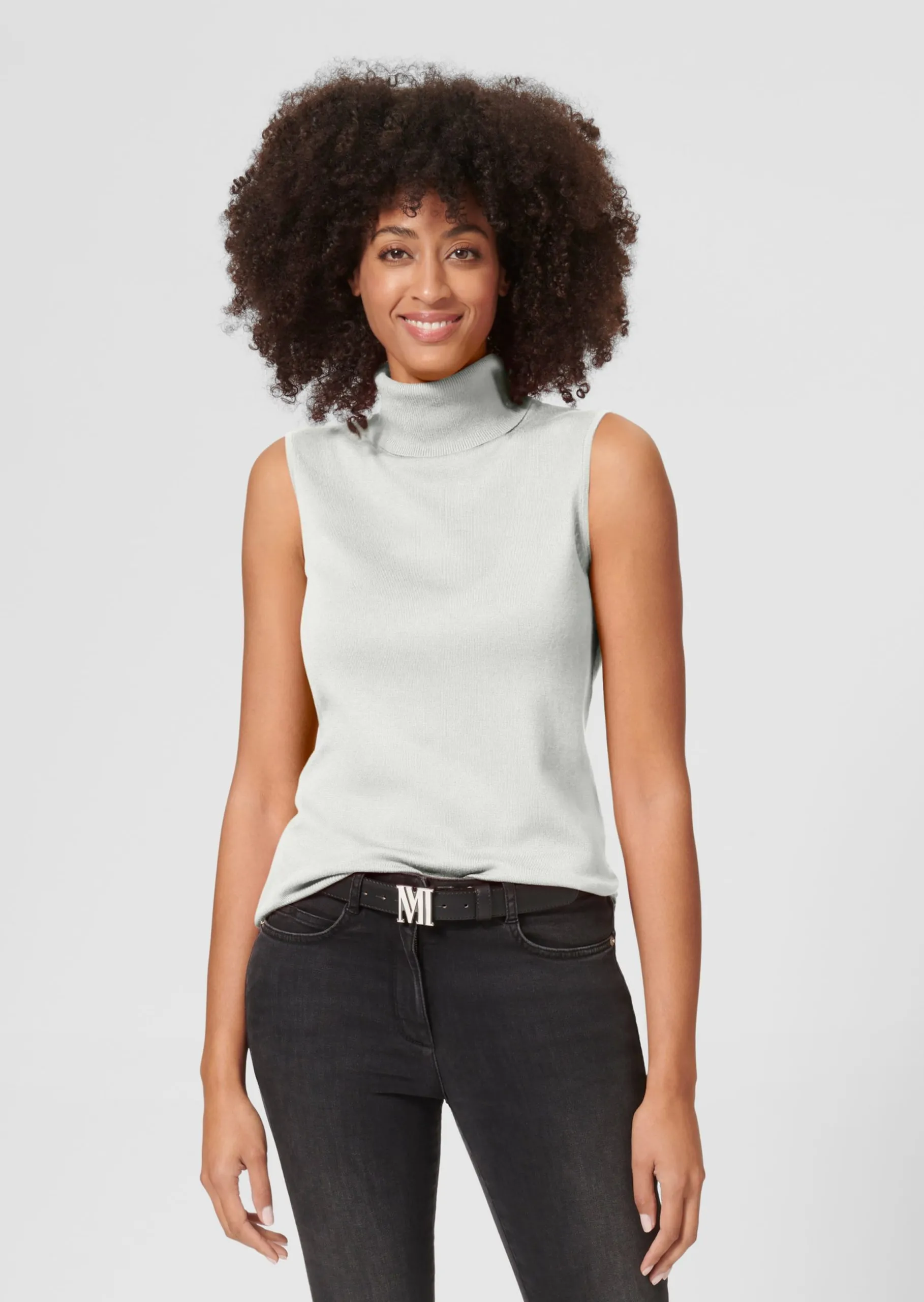 Ärmelloser Rollkragenpullover