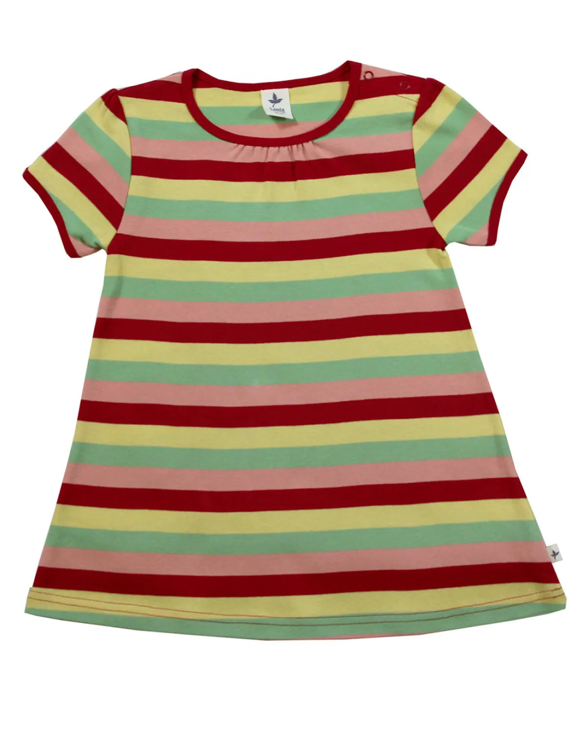 Mädchen Sommerkleid Blockringel kirschrot-bunt Bio Baumwolle