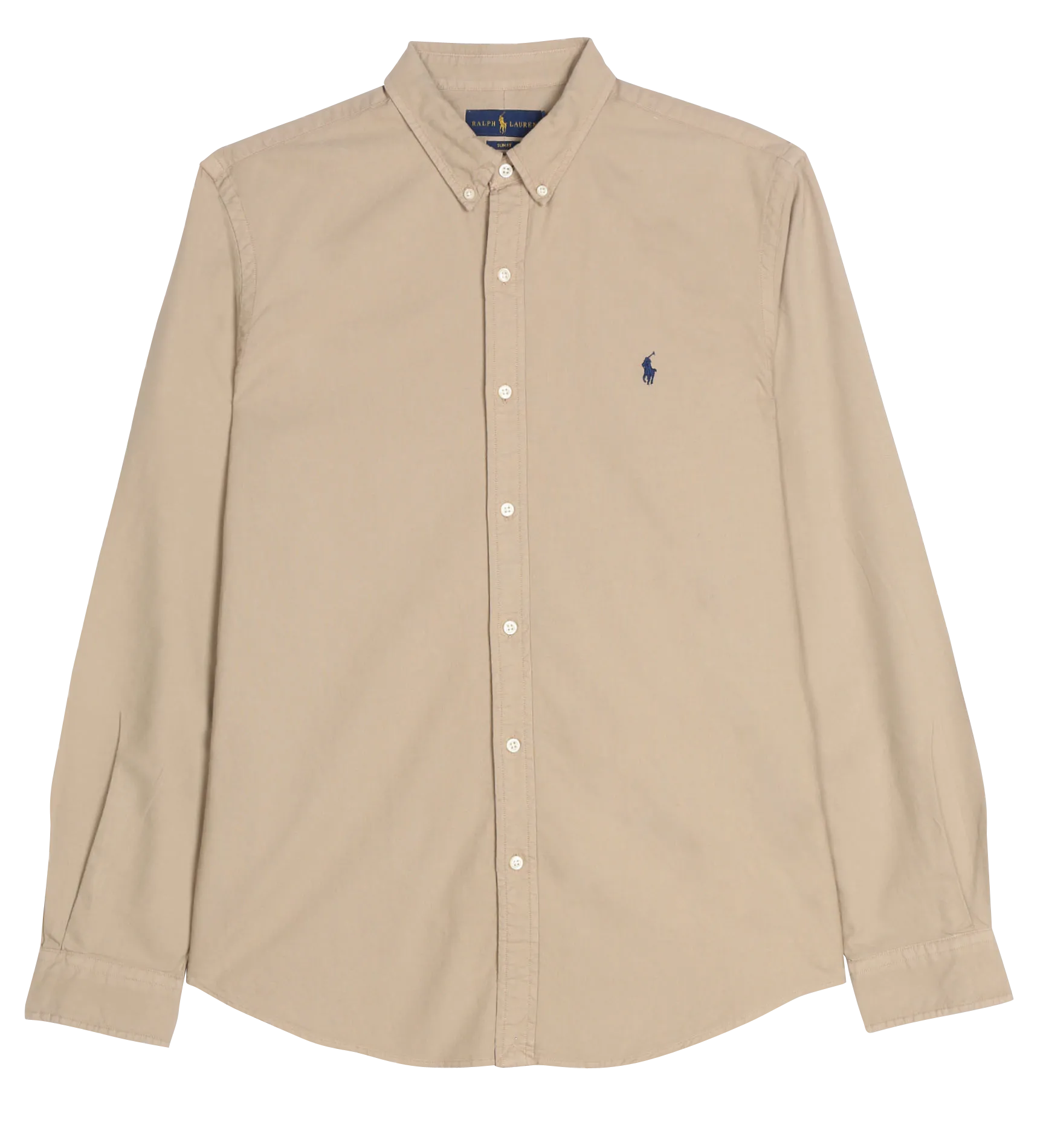 Baumwollhemd mit klassischem Kragen, Slim Fit Beige