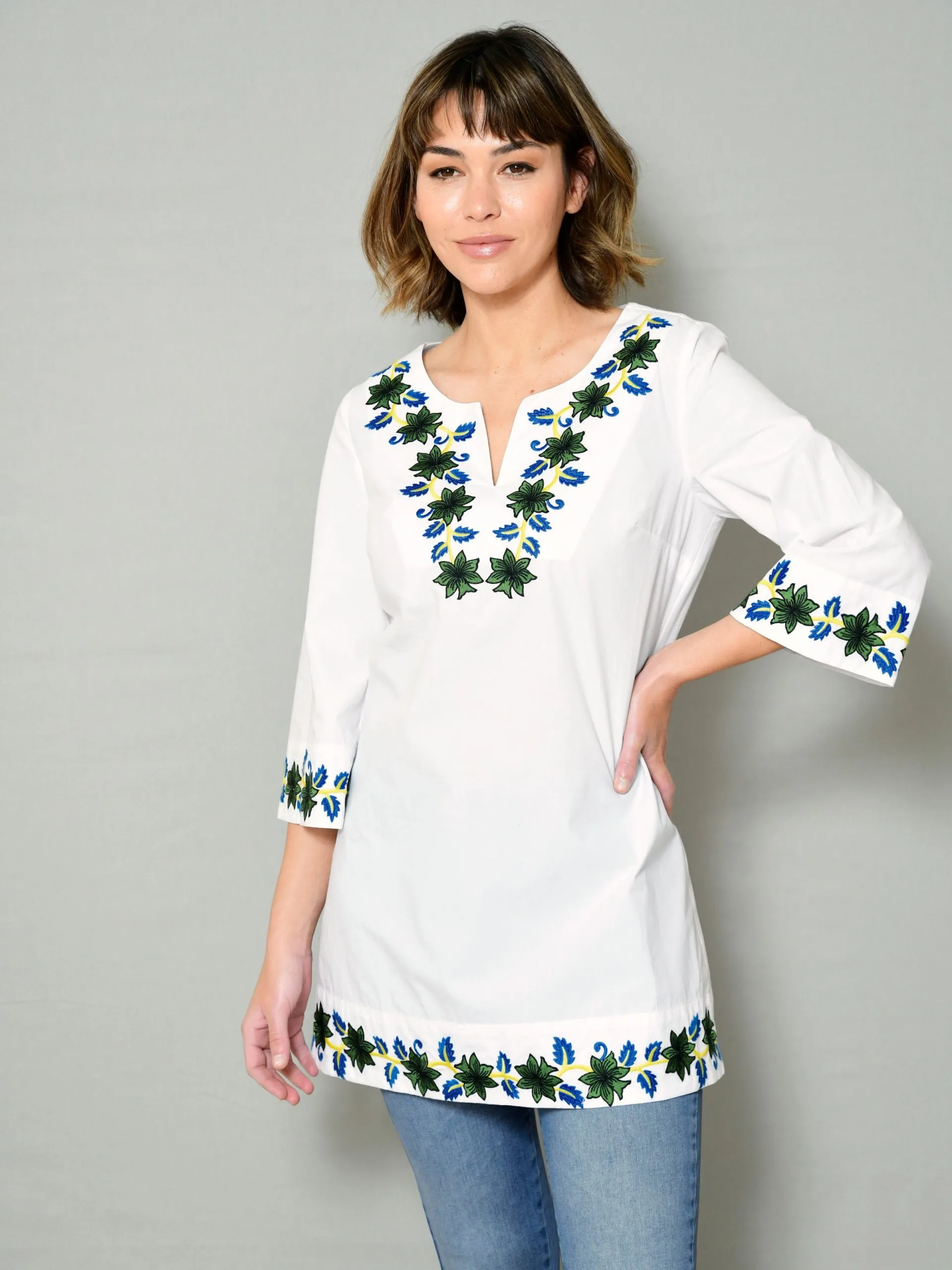 Tunika mit dekorativer Stückerei