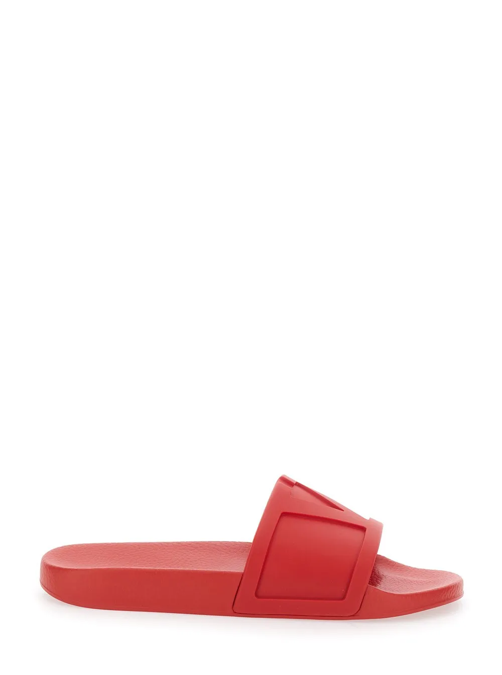 Rote Sandalen mit offener Fußspitze und geprägtem Logo aus Gummi Herren