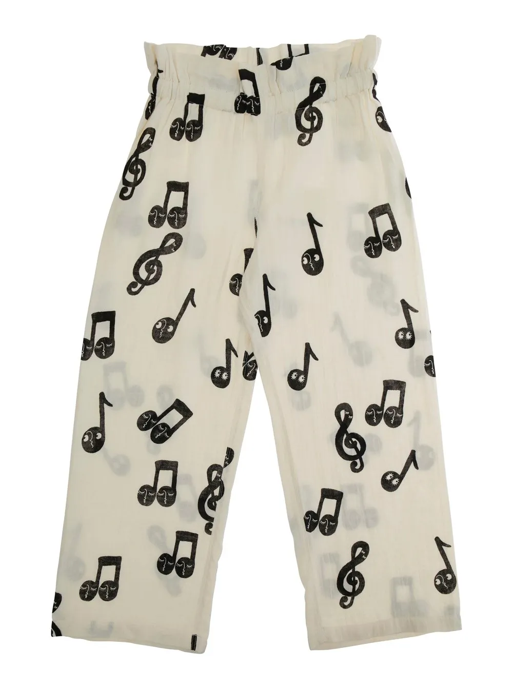 Weiße Hose mit All-Over-Notendruck aus Baumwolle Jungen
