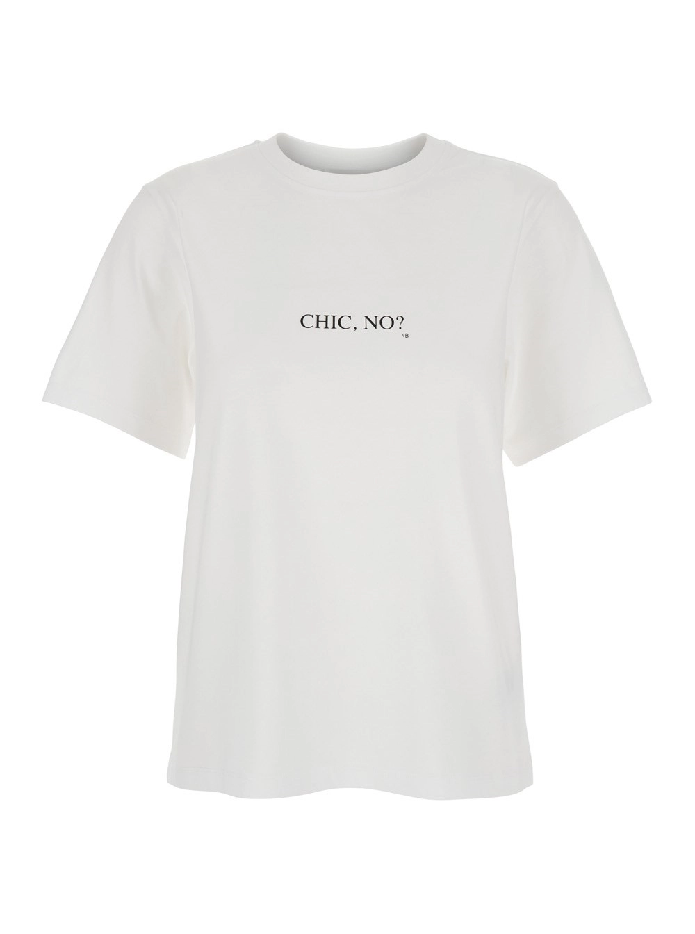 Weißes T-Shirt mit Rundhalsausschnitt und Slogan-Druck auf der Vorderseite aus Baumwolle Damen