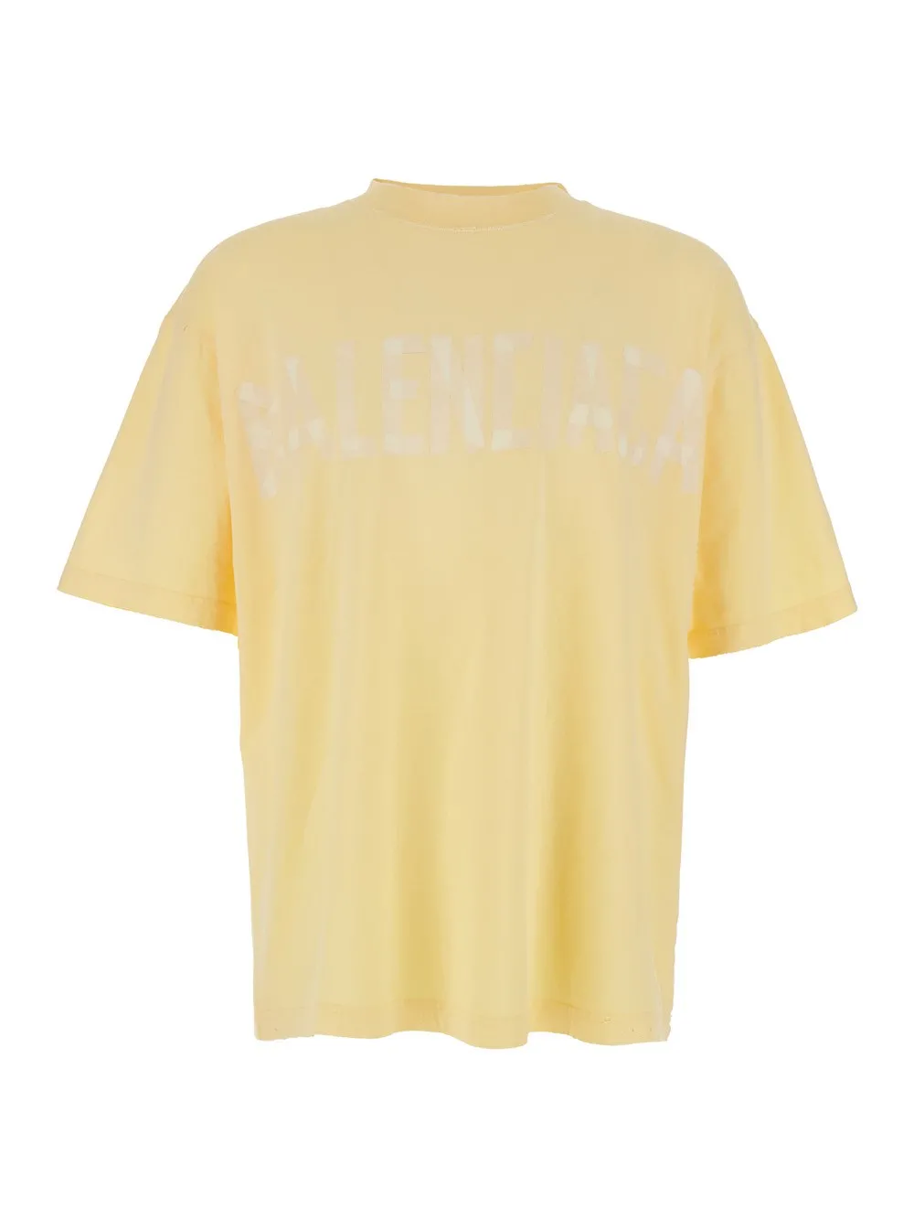 Gelbes T-Shirt "Political C" mit Rundhalsausschnitt, Logoschriftzug vorne und Logodruck hinten aus Baumwolle Herren