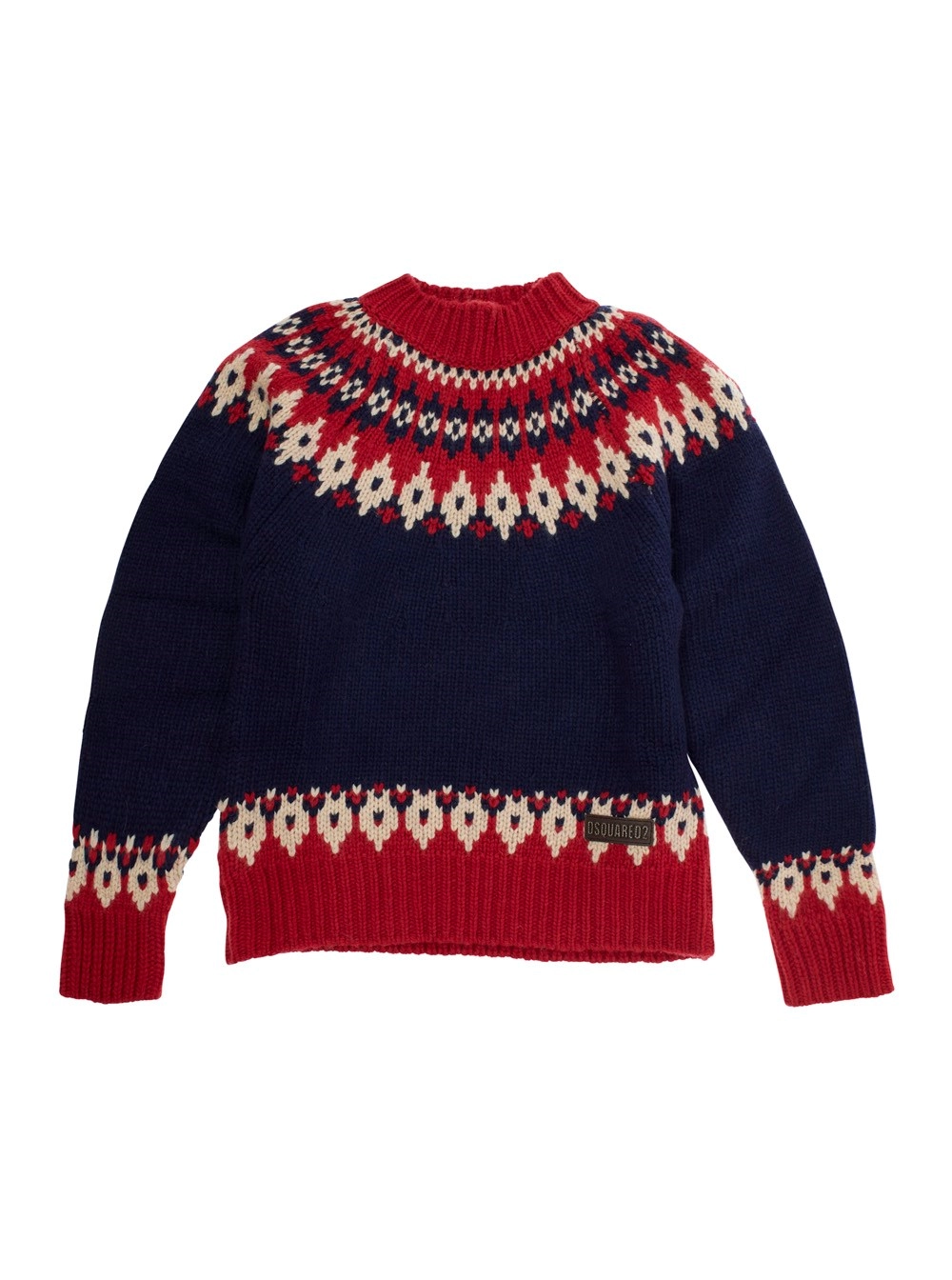 Mehrfarbiger Pullover mit Rundhalsausschnitt und geometrischem Motiv aus Wollmischung Jungen