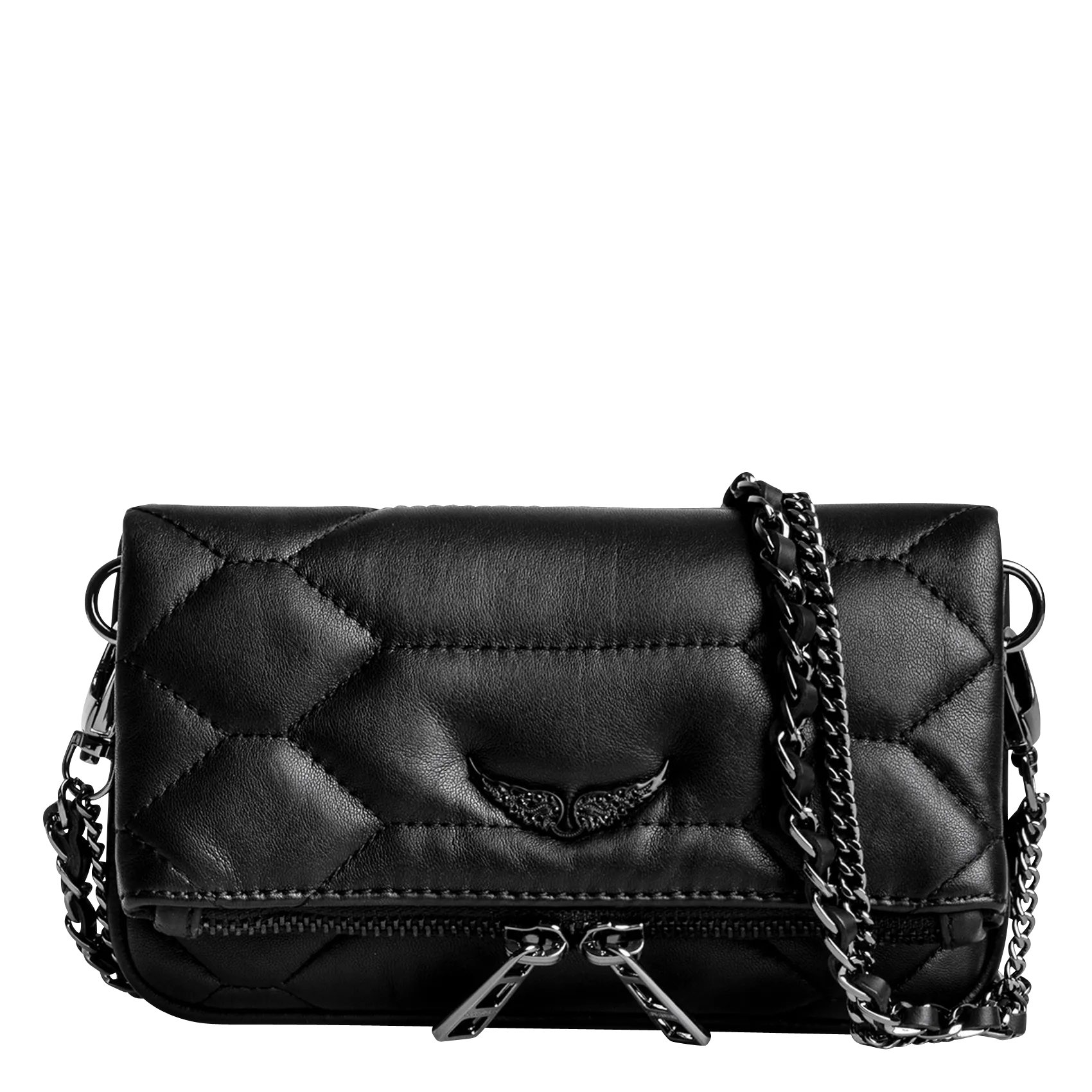 Gesteppte Leder-Clutch Schwarz ROCK NANO XL