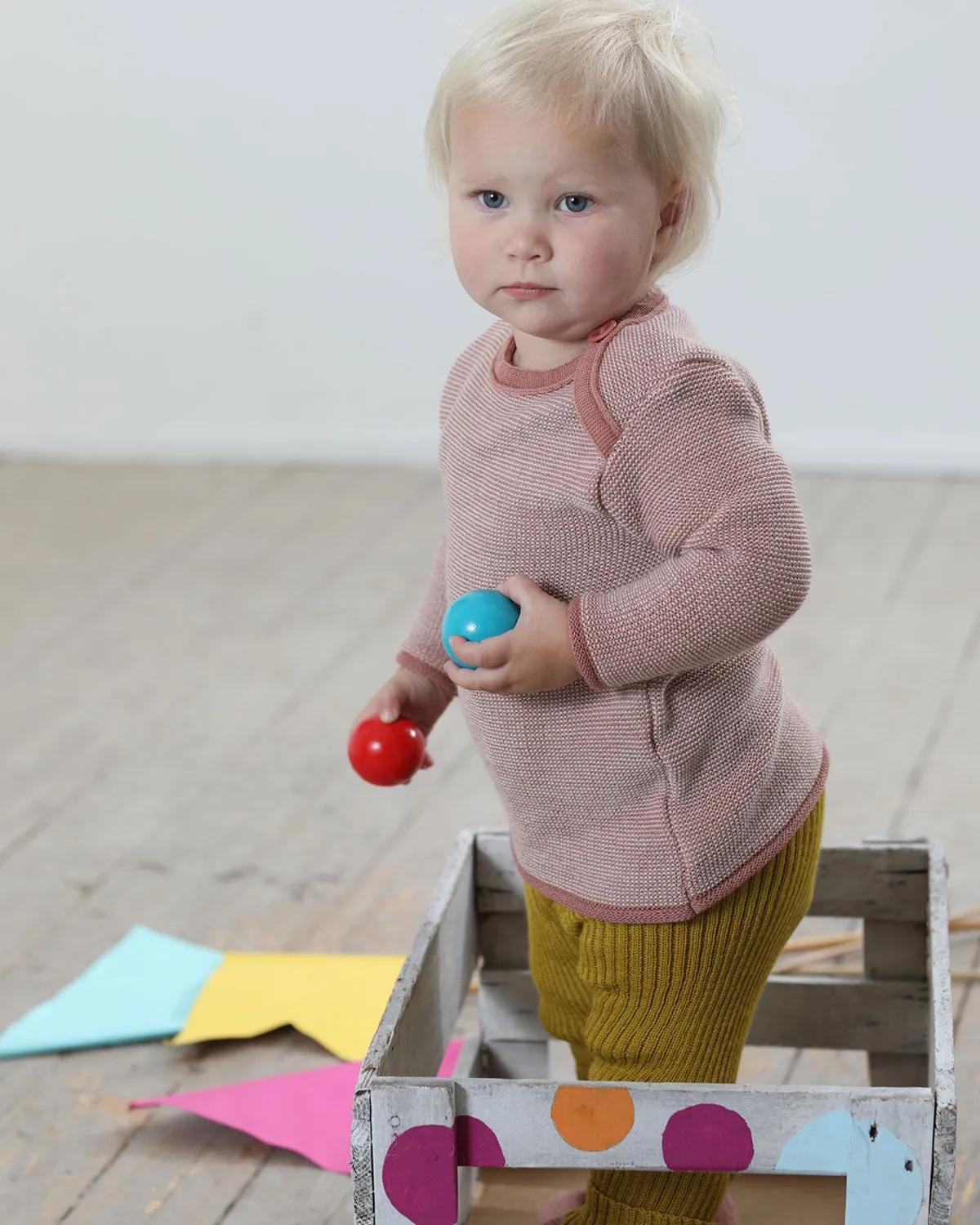 Disana Baby Melange-Pullover mit Knopfverschluss kbT Merino