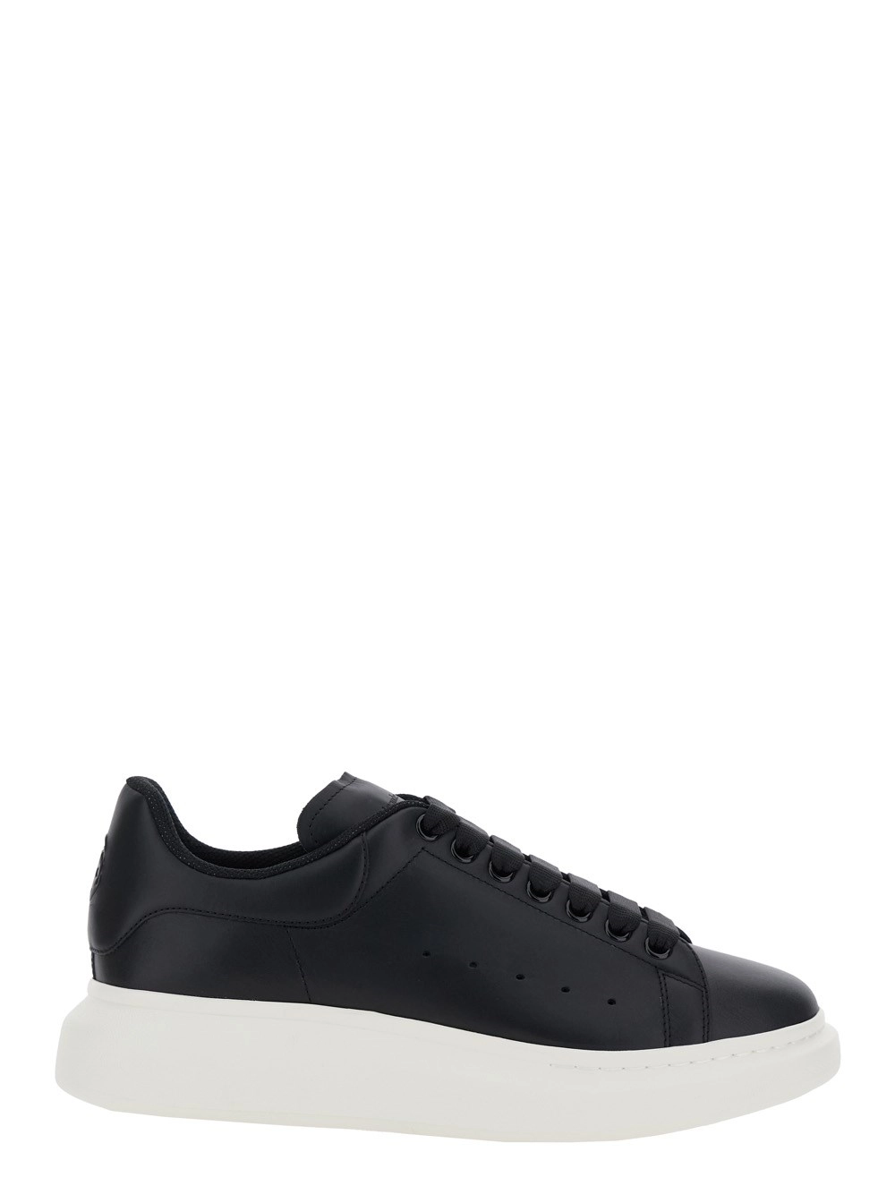 Schwarze Low-Top-Sneakers mit klobiger Sohle aus Leder Herren